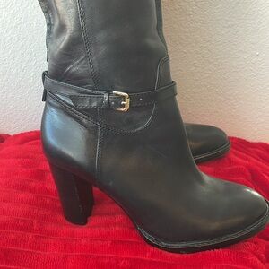 TALL BLACK LEATHER IVANKA TRUMP BOOTS SZ 7.5 EXCELLENT CONDITION